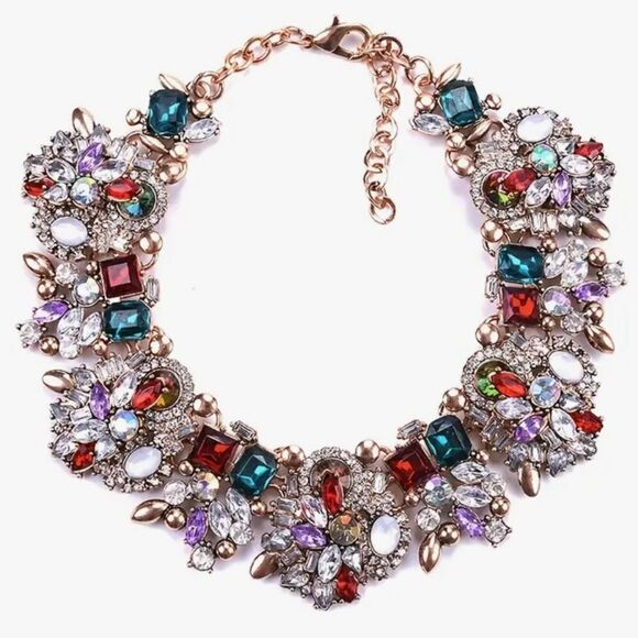 ♥️ Stunning & Sparkling multicolored crystal statement necklace ♥️ - Picture 5 of 7